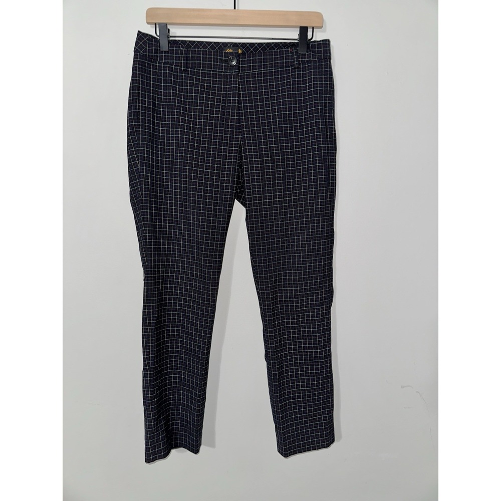 L.L.Bean‎ Signature Cropped Plaid Trousers Wool Blend Stretch Windowpane Size 6P